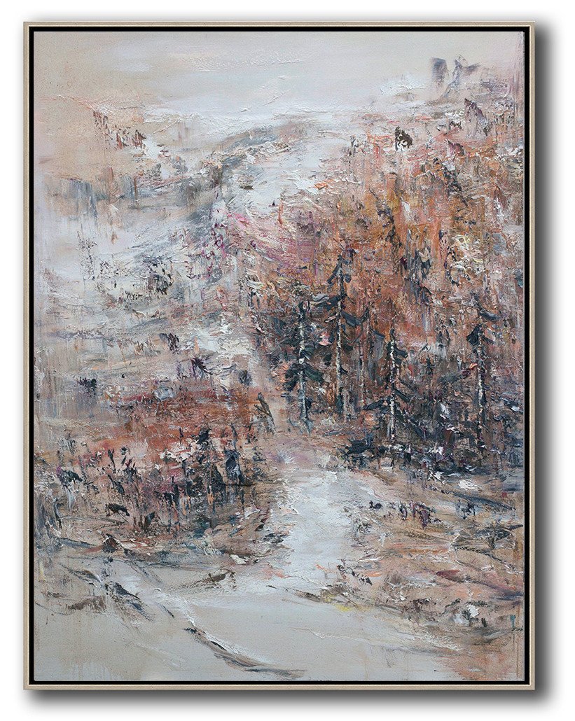 Hand-painted Original Abstract Landscape oil painting on canvas, vertical canvas art art drawing